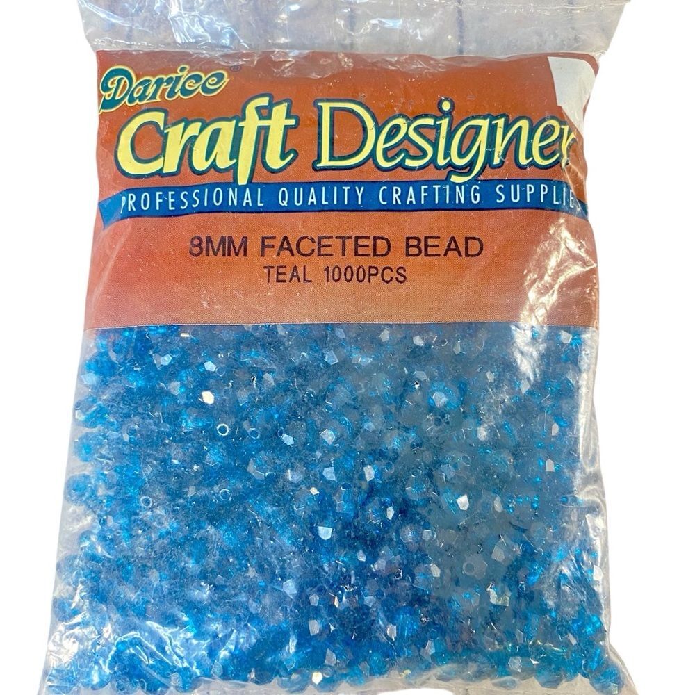 Darice 8MM Teal Faceted Beads NWT 1000 Pieces Craft Supplies Jewelry Making